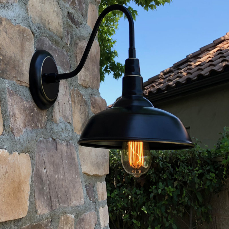 Breakwater Bay Leroy 2 Bulb 10" H Hardwired/Plugin Outdoor Barn